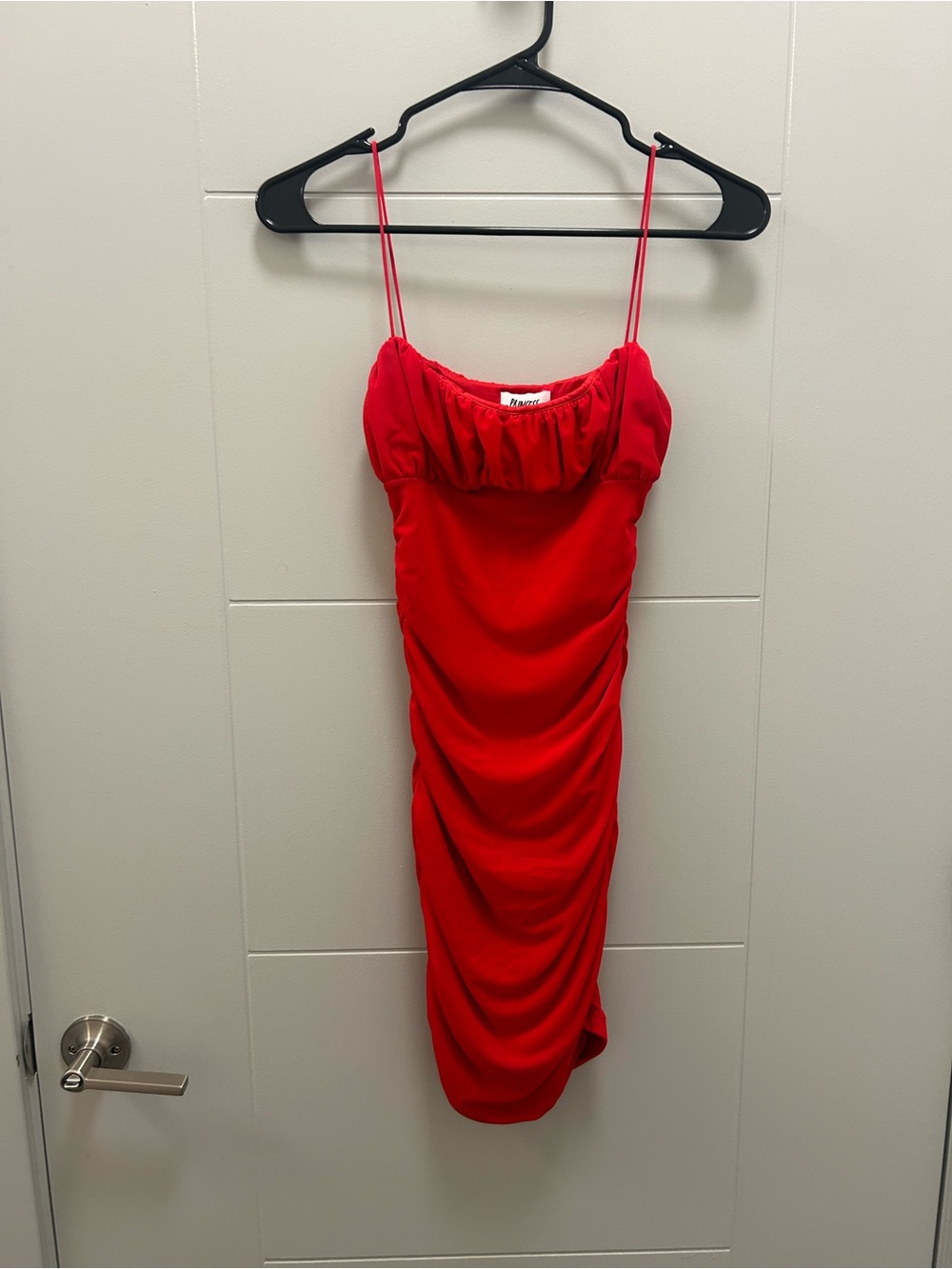*Princess Polly Red Ruched Mini Dress Bodycon Spaghetti Strap Size US 4